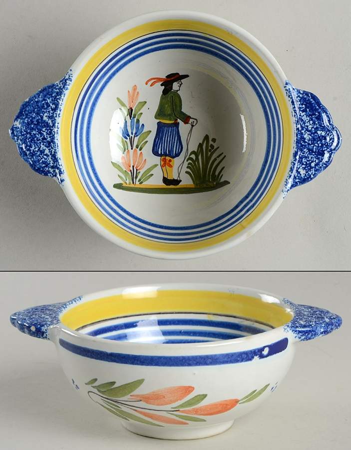 Henriot (Lady Or Man Center) Lugged Fruit/Dessert (Sauce) Bowl by Quimper-1