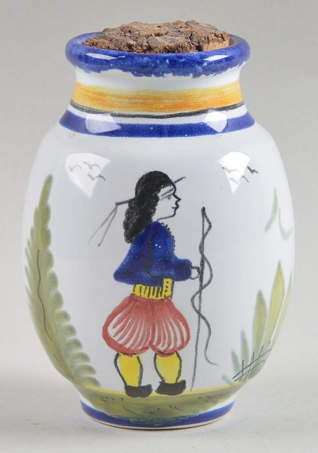 Henriot (Lady Or Man Center) 3" Storage Jar & Lid by Quimper-1