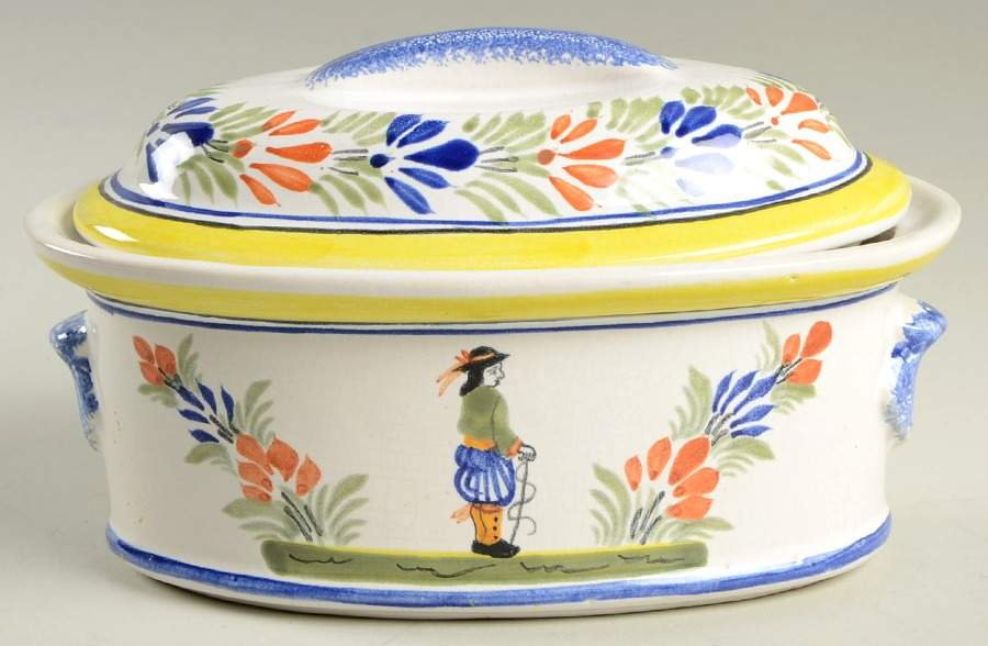 Henriot (Lady Or Man Center) 20 Oz Small Oval Covered Casserole by Quimper-1