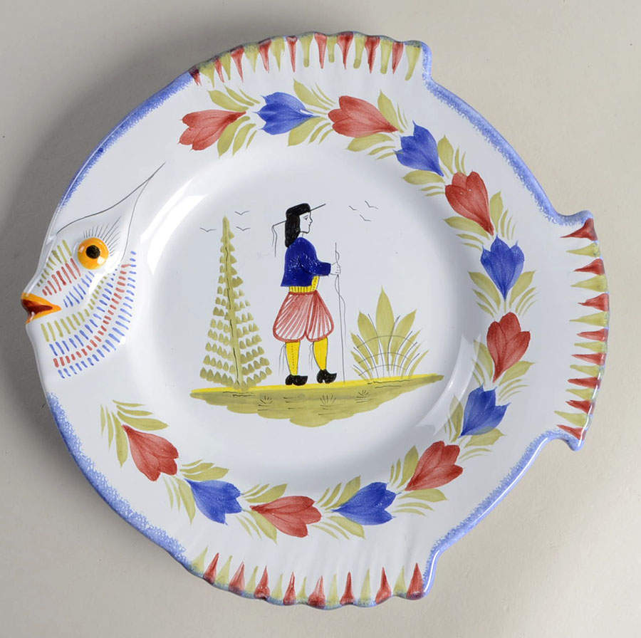 Mistral Blue (Octagonal, Man Center) Fish Plate by Quimper-1