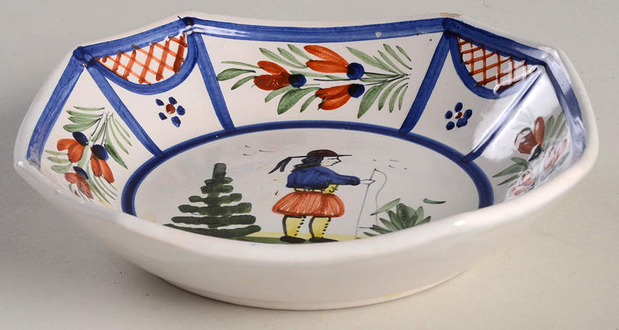 Mistral Blue (Octagonal, Man Center) Chowder Bowl by Quimper-1