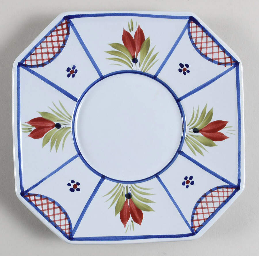Mistral Blue (Octagonal, Man Center) Saucer for Oversized Cup by Quimper-1
