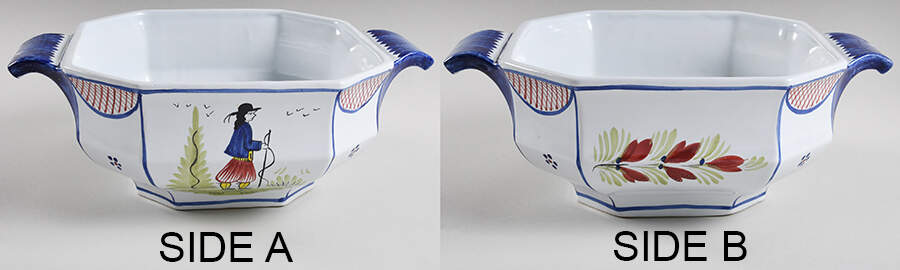 Mistral Blue (Octagonal, Man Center) Tureen No Lid by Quimper-1