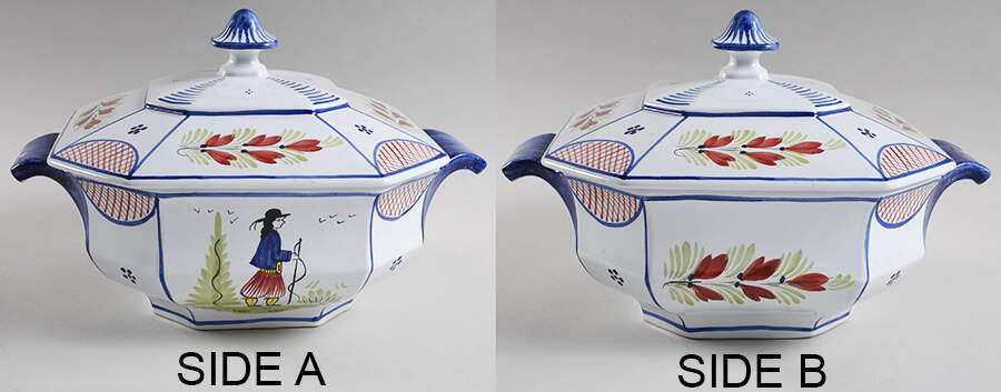 Mistral Blue (Octagonal, Man Center) Tureen &  Lid by Quimper-1
