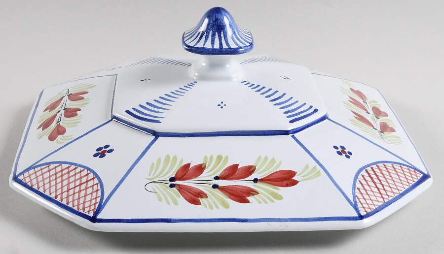 Mistral Blue (Octagonal, Man Center) Lid for Tureen by Quimper-1