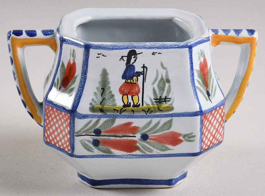 Mistral Blue (Octagonal, Man Center) Sugar Bowl No Lid by Quimper-1