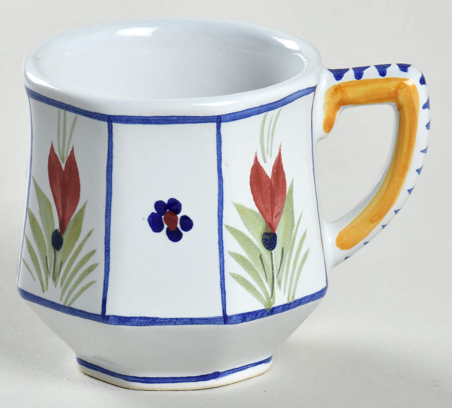 Mistral Blue (Octagonal, Man Center) Flat Demitasse Cup by Quimper-1