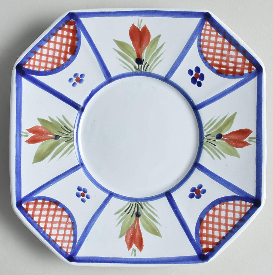 Mistral Blue (Octagonal, Man Center) Saucer for Cream Soup Bowl by Quimper-1