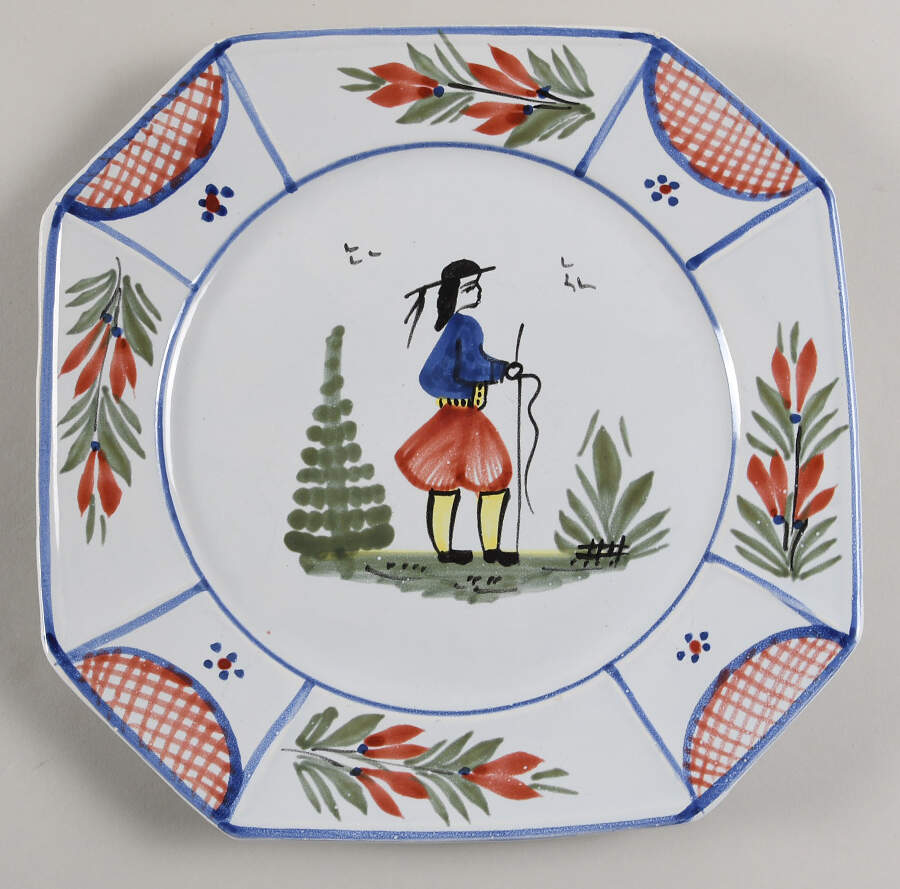 Mistral Blue (Octagonal, Man Center) Dinner Plate by Quimper-1