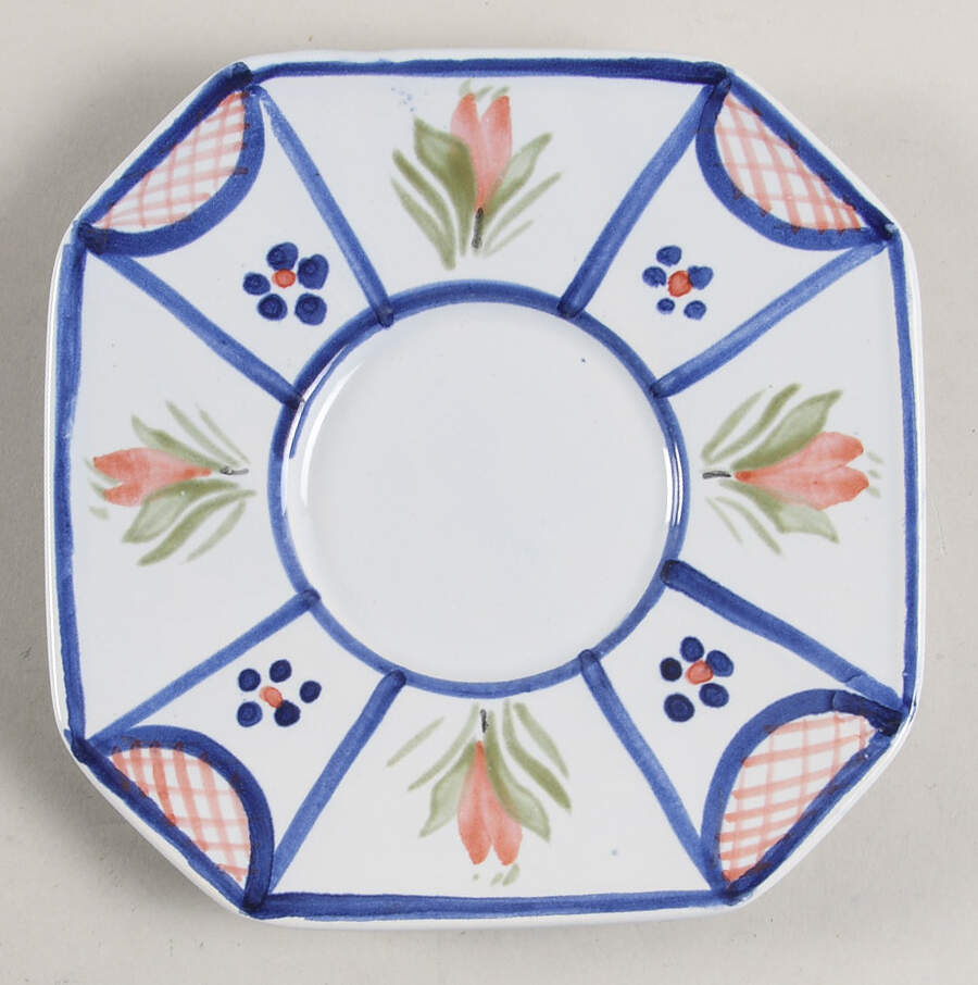 Mistral Blue (Octagonal, Man Center) Saucer for Flat Cup by Quimper-1