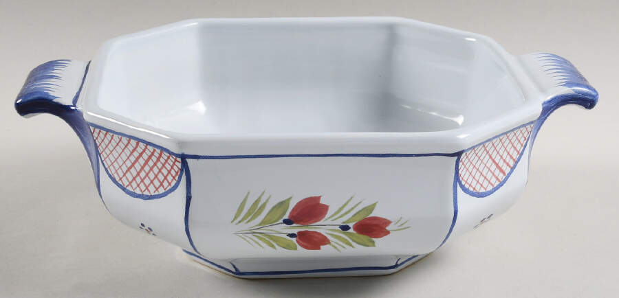 Mistral Blue (Octagonal, Man Center) Round Vegetable No Lid by Quimper-1