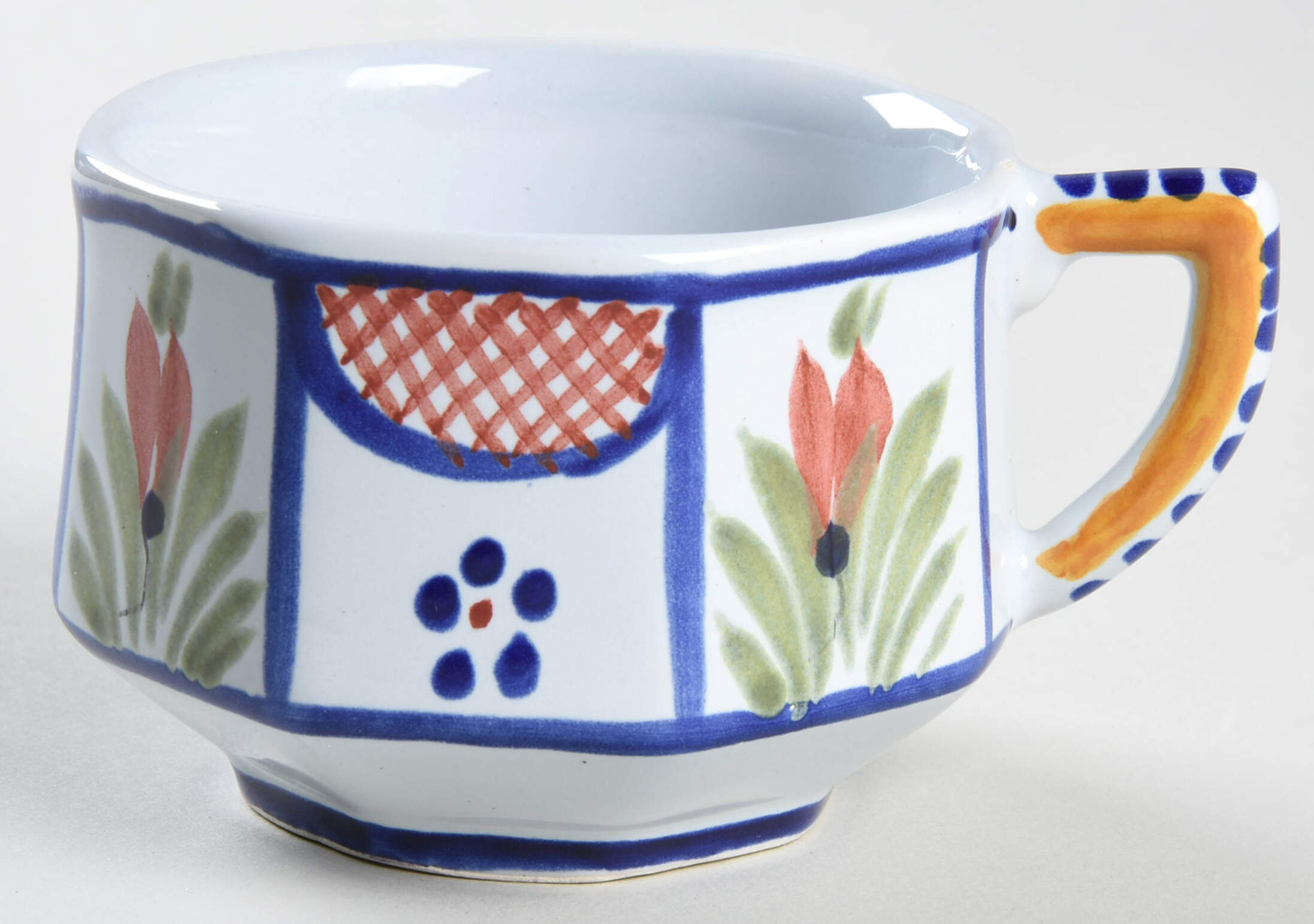Mistral Blue (Octagonal, Man Center) Flat Cup by Quimper-1