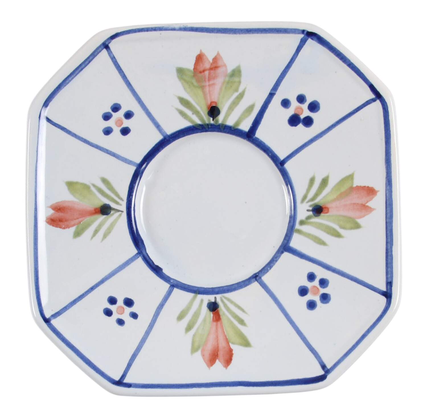 Mistral Blue (Octagonal, Man Center) Saucer for Demitasse Cup by Quimper-1