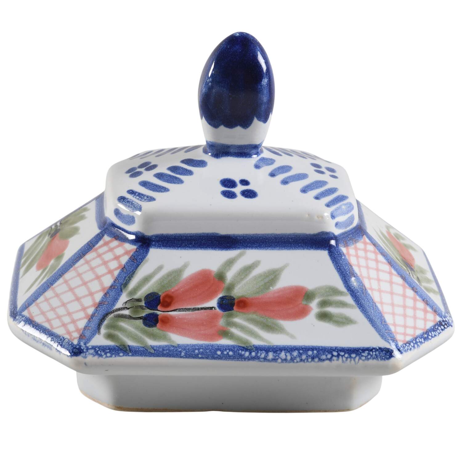 Mistral Blue (Octagonal, Man Center) Lid for Teapot by Quimper-1