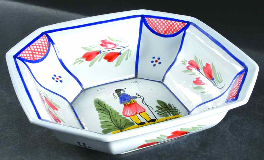 Mistral Blue (Octagonal, Man Center) 11" Large Salad Serving Bowl by Quimper-1