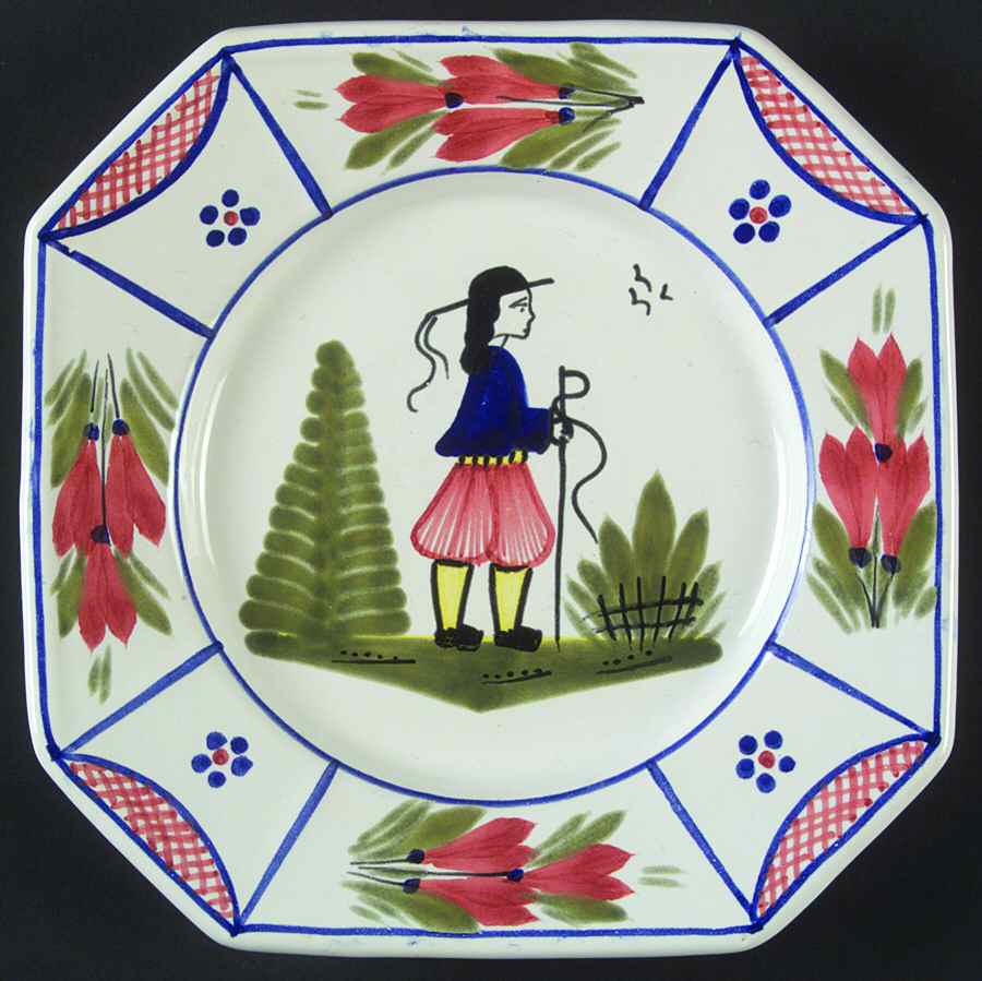 Mistral Blue (Octagonal, Man Center) Salad Plate by Quimper-1