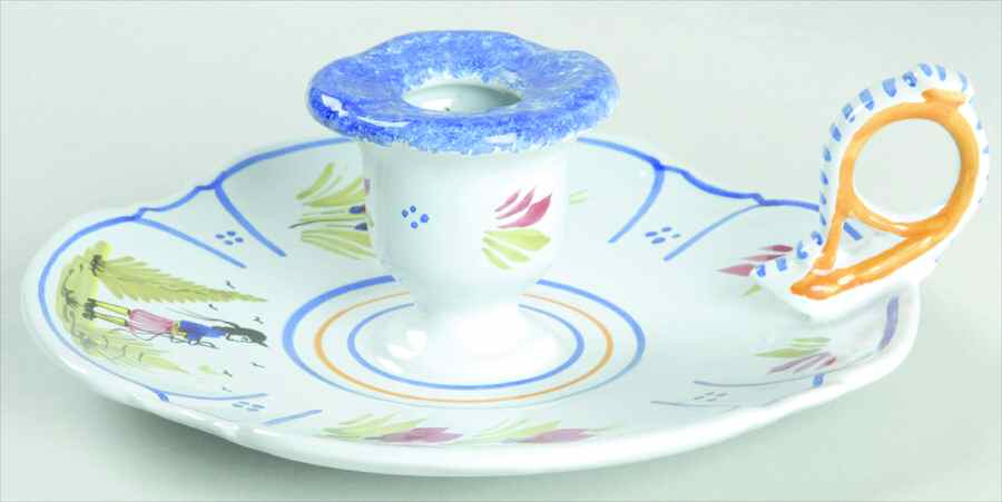 Mistral Blue (Octagonal, Man Center) Candleholder by Quimper-1