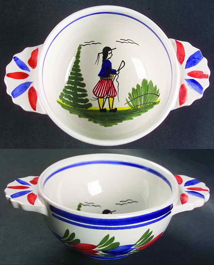 Mistral Blue (Octagonal, Man Center) Lugged Cereal Bowl by Quimper-1