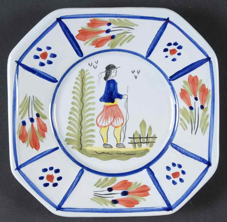 Mistral Blue (Octagonal, Man Center) Bread & Butter Plate by Quimper-1