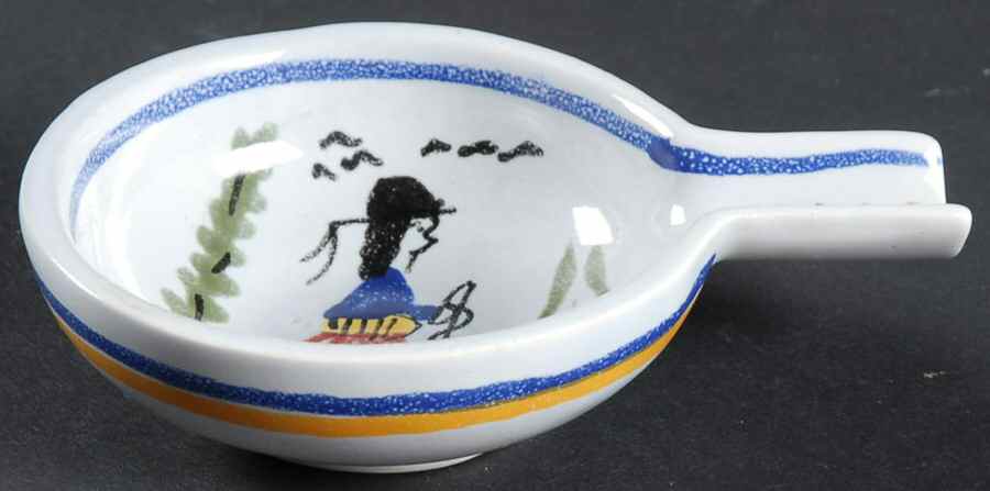 Mistral Blue (Octagonal, Man Center) Small Ashtray by Quimper-1