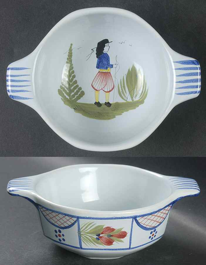 Mistral Blue (Octagonal, Man Center) Lugged Soup/Cereal Bowl by Quimper-1
