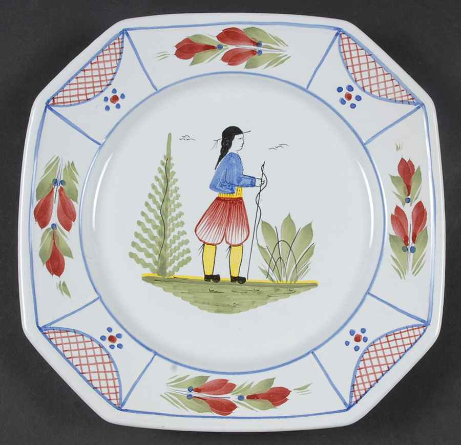 Mistral Blue (Octagonal, Man Center) Luncheon Plate by Quimper-1