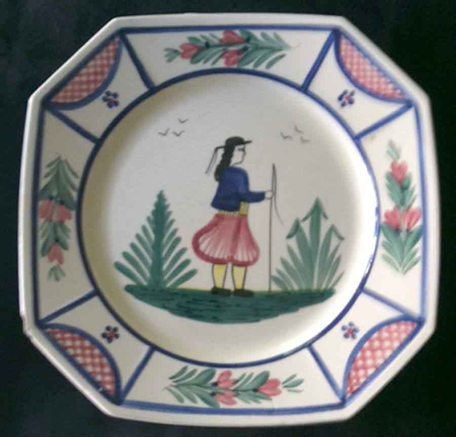 Mistral Blue (Octagonal, Man Center) Luncheon Plate by Quimper-1