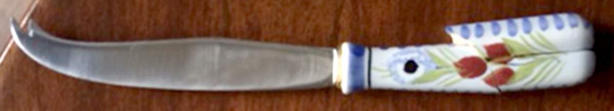 Mistral Blue (Octagonal, Man Center) Cheese Knife with Stainless Blade by Quimper-1