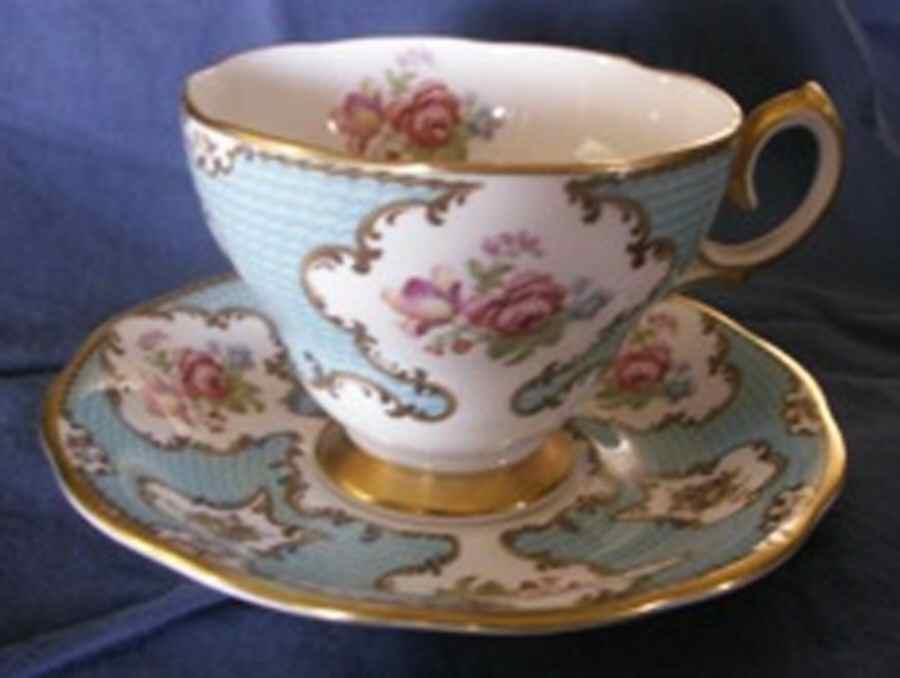 Lady Eleanor Blue Footed Cup & Saucer Set by Queen Anne (England)-1
