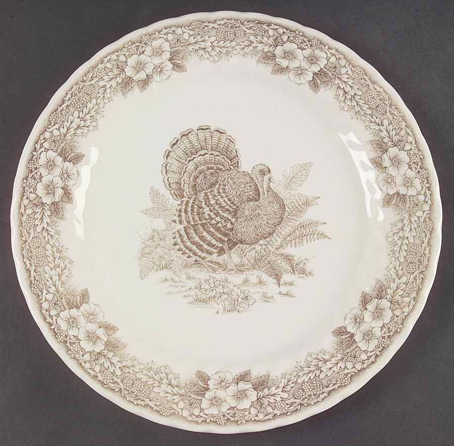 Thanksgiving Brown 12" Chop Plate (Round Platter) by Queen's-1