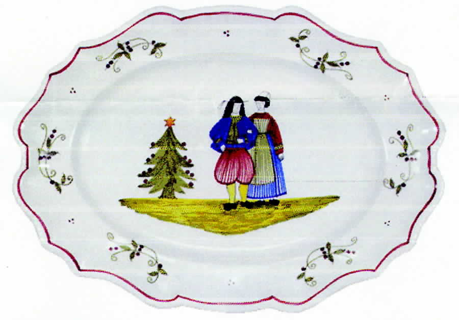L'Esprit de Noel 19" Oval Serving Platter by Quimper-1