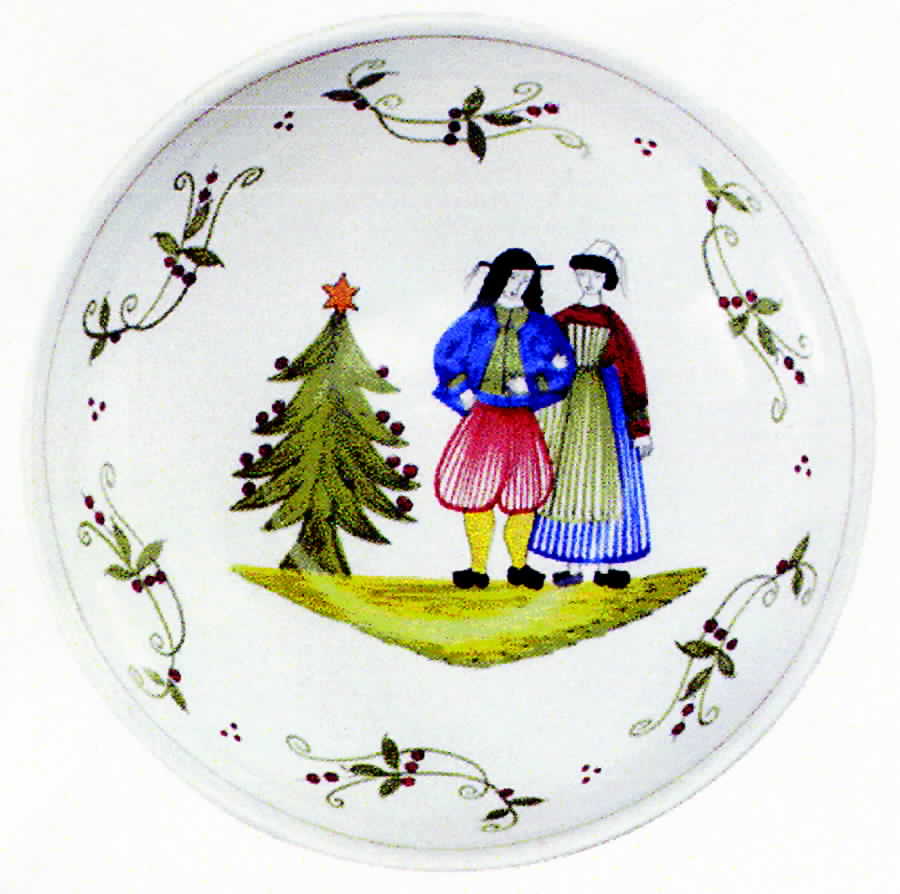 L'Esprit de Noel 9" Round Vegetable Bowl by Quimper-1