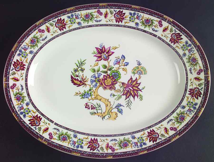 Indian Tree (Multicolor) 15" Oval Serving Platter by Queen's-1