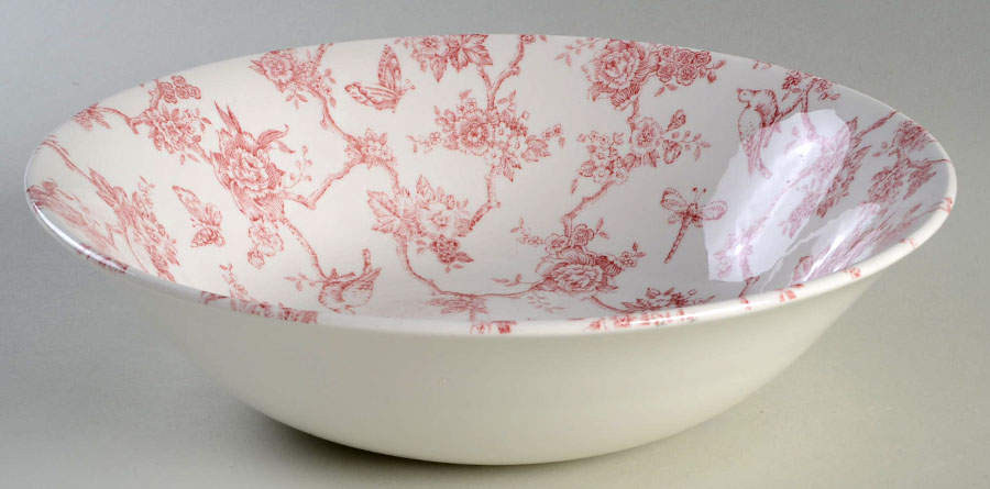 Toile de Jouy Pink 9" Round Vegetable Bowl by Queen's-1