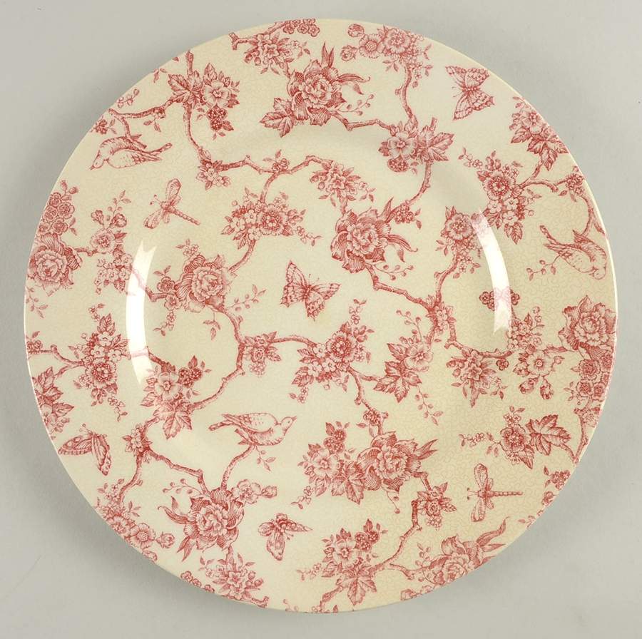 Toile de Jouy Pink Dinner Plate by Queen's-1