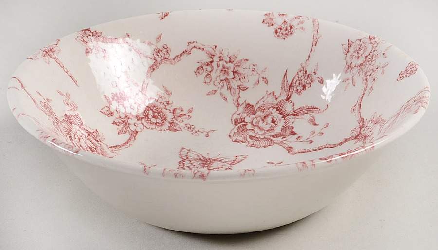 Toile de Jouy Pink Soup/Cereal Bowl by Queen's-1