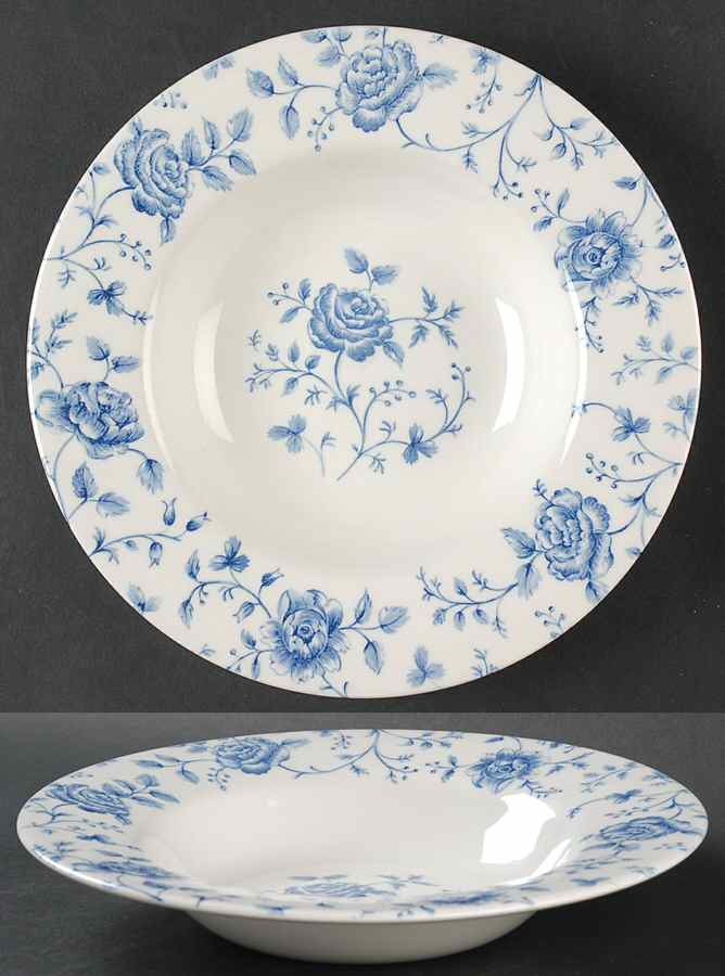 Rose Chintz Blue Large Rim Soup Bowl by Queen's-1