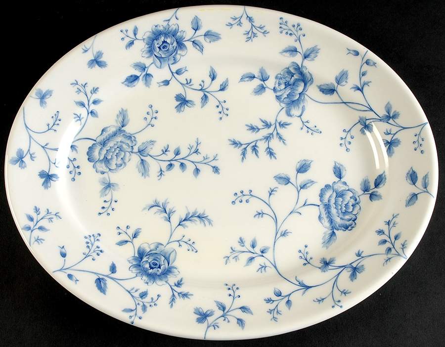 Rose Chintz Blue 12" Oval Serving Platter by Queen's-1