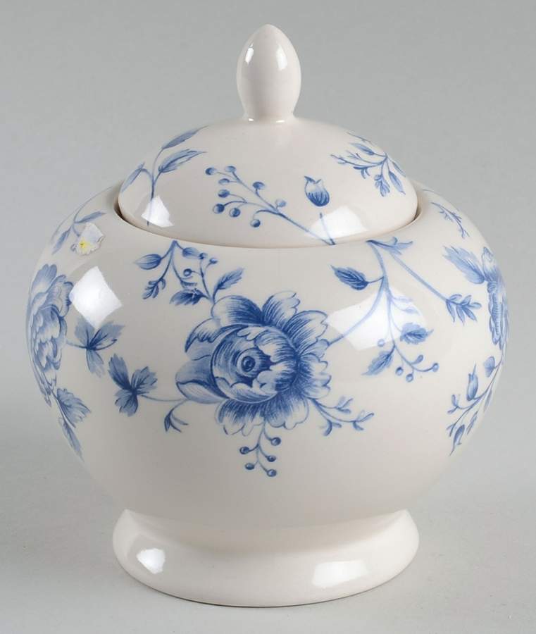 Rose Chintz Blue Sugar Bowl & Lid by Queen's-1