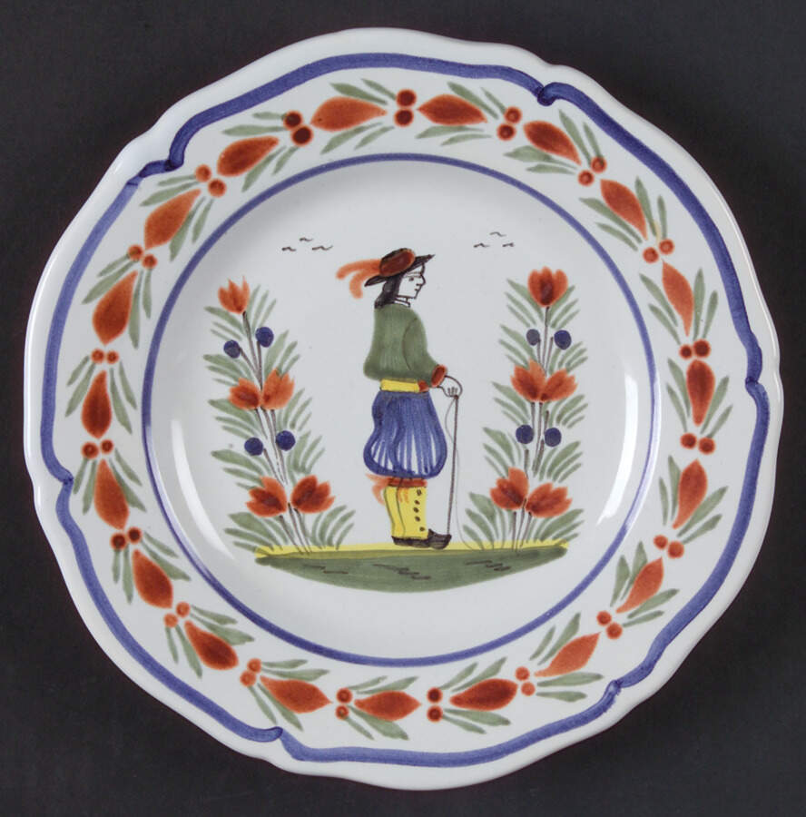 Henriot (Lady Or Man Center) Dessert/Pie Plate by Quimper-1