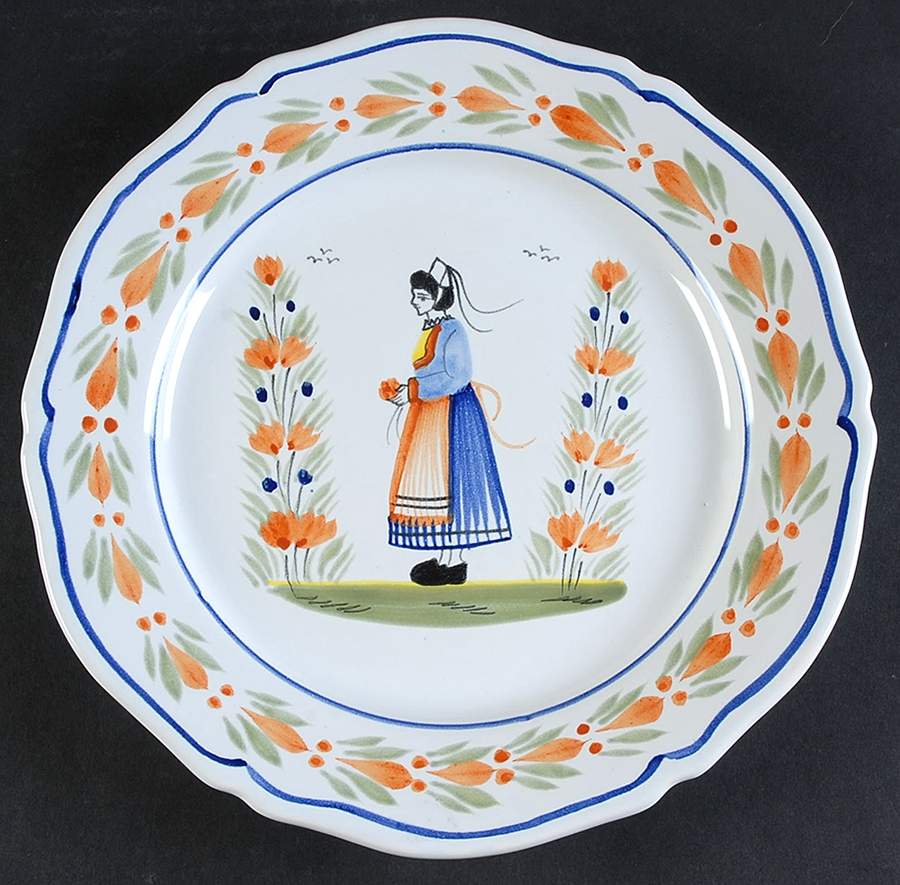 Henriot (Lady Or Man Center) Dinner Plate by Quimper-1