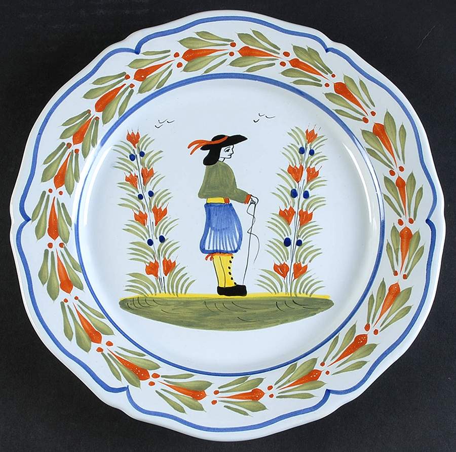 Henriot (Lady Or Man Center) Dinner Plate by Quimper-1