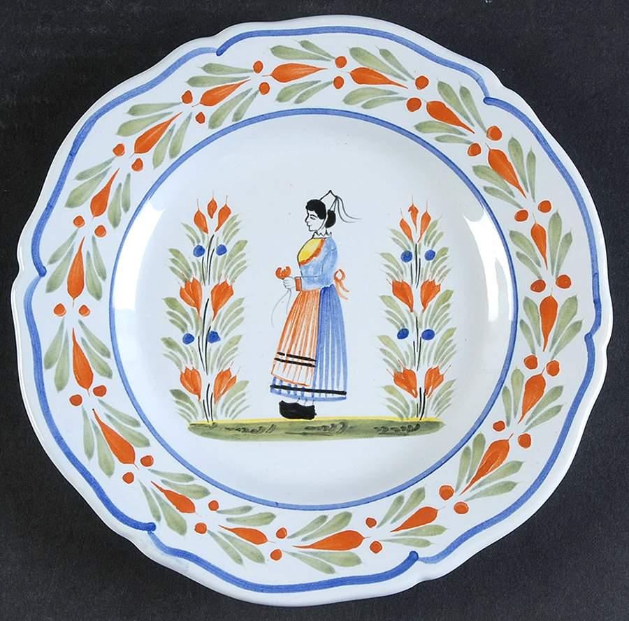 Henriot (Lady Or Man Center) Dessert/Pie Plate by Quimper-1