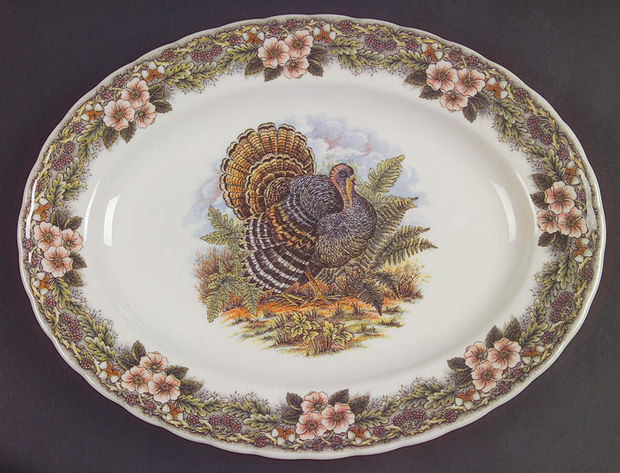 Thanksgiving Multicolor 13" Oval Serving Platter by Queen's-1