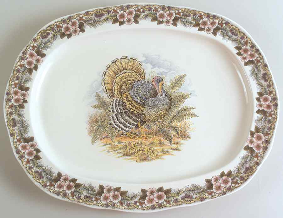 Thanksgiving Multicolor 18" Oval Serving Platter by Queen's-1