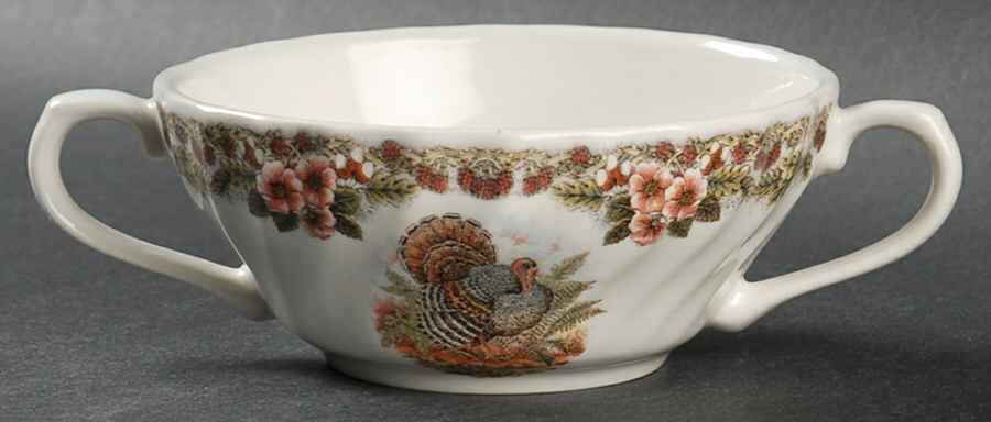 Thanksgiving Multicolor Flat Cream Soup Bowl by Queen's-1