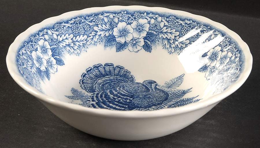 Thanksgiving Blue Coupe Cereal Bowl by Queen's-1
