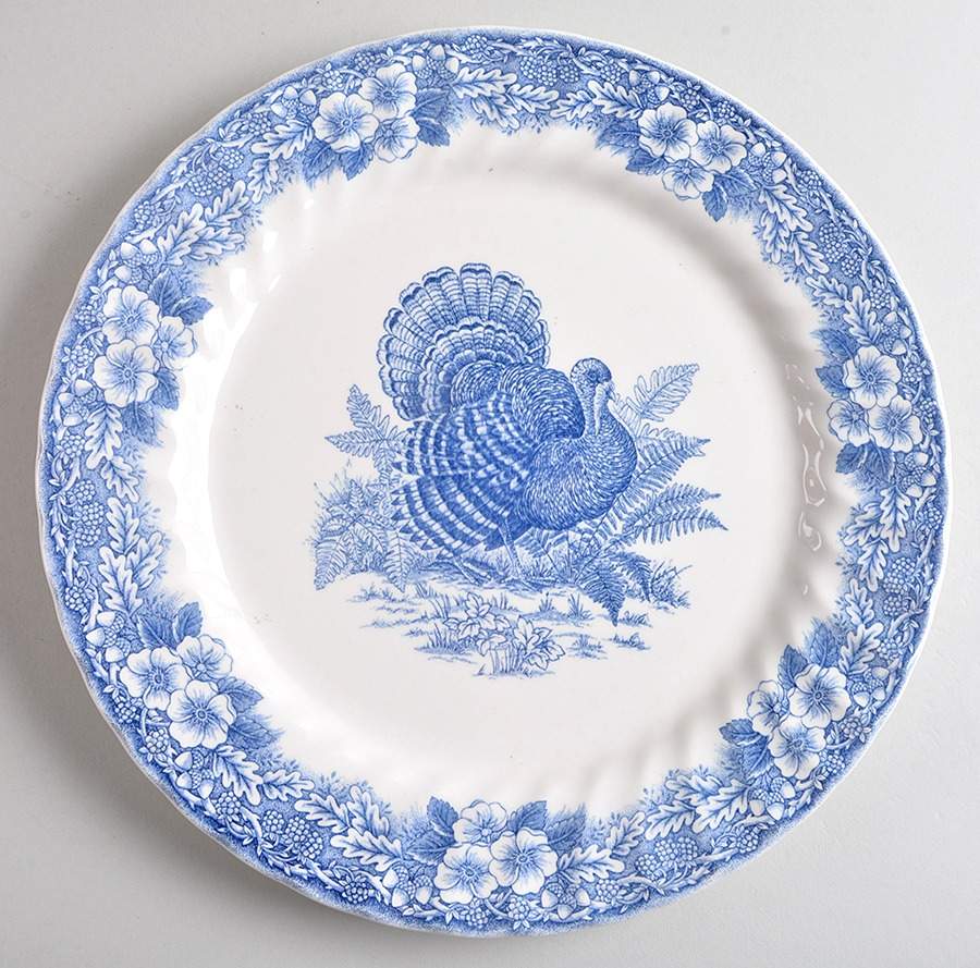Thanksgiving Blue 12" Chop Plate (Round Platter) by Queen's-1