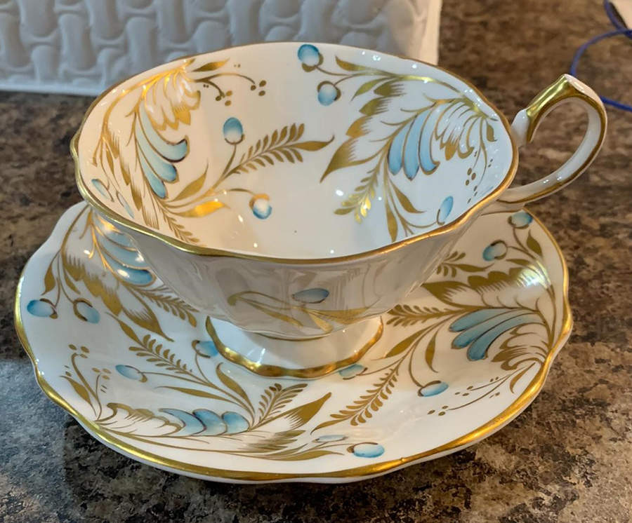 QUA43 Footed Cup & Saucer Set by Queen Anne (England)-1