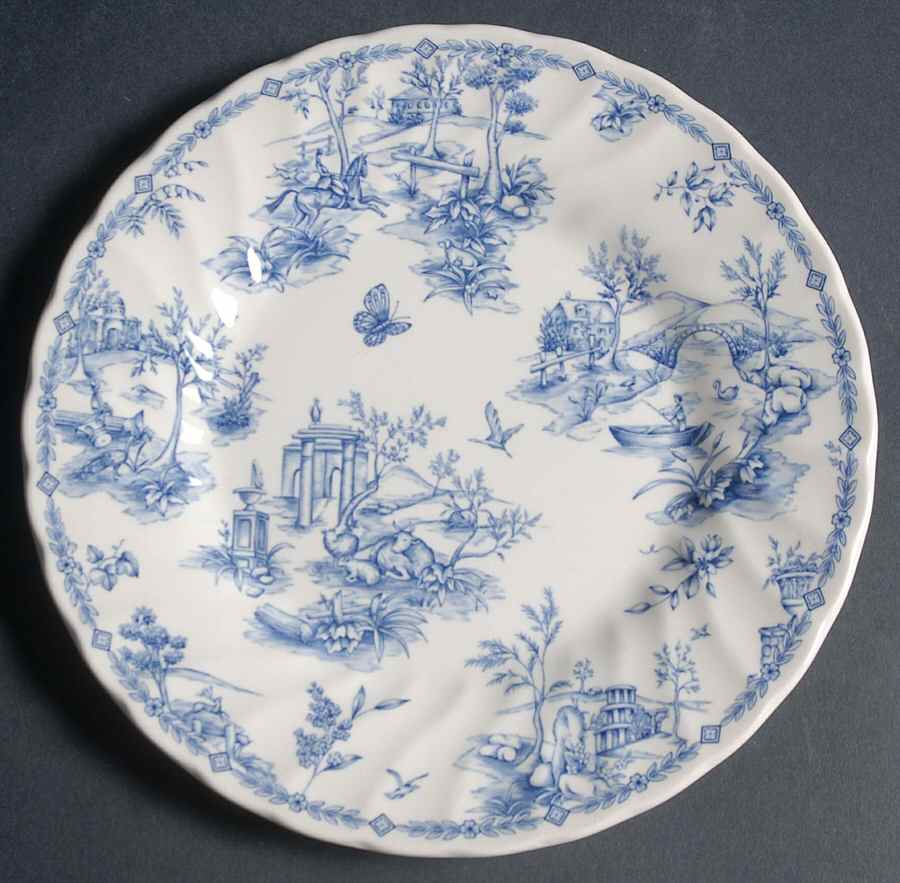 Chelsea Toile Blue Salad/Dessert Plate by Queen's-1